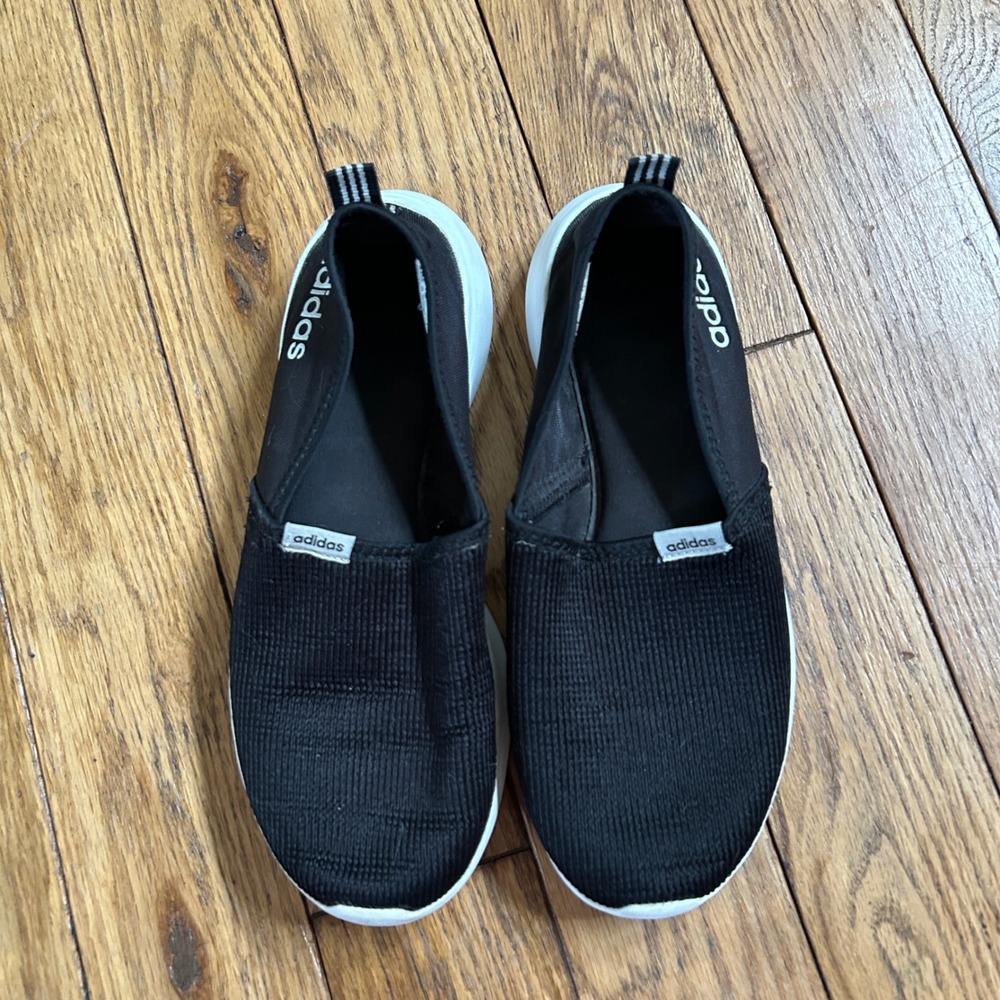 Adidas Cloudfoam Pure Slip On Sneakers Black White FX3304 Womens 7.5